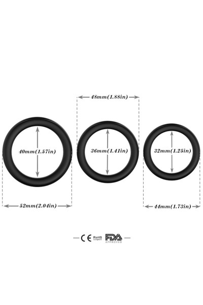 Anello per pene ARMONY in silicone triplo nero - foto 3 di 4