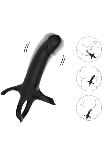 Dildo con anello e vibratore Nero ARMONY - foto 4 di 13