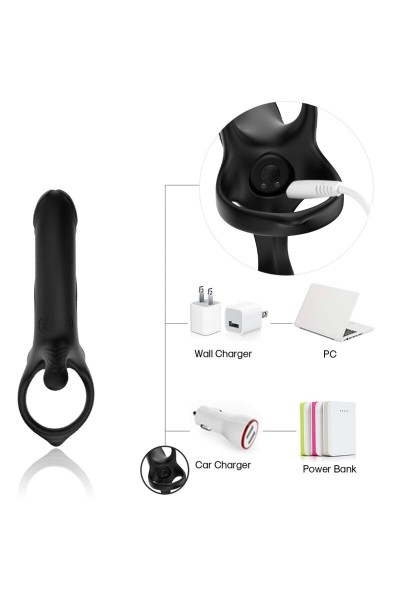Dildo con anello e vibratore Nero ARMONY - foto 10 di 13