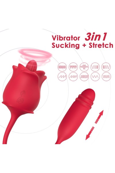 Stimolatore clitorideo ARMONY 3-in-1 rosa con coda rossa - foto 1 di 5