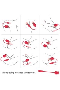 Stimolatore clitorideo ARMONY 3-in-1 rosa con coda rossa - foto 2 di 5