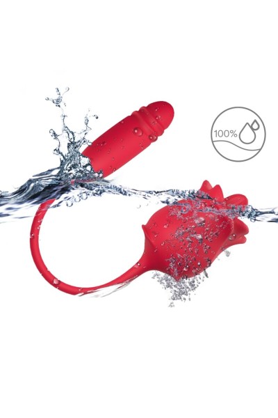 Stimolatore clitorideo ARMONY 3-in-1 rosa con coda rossa - foto 3 di 5