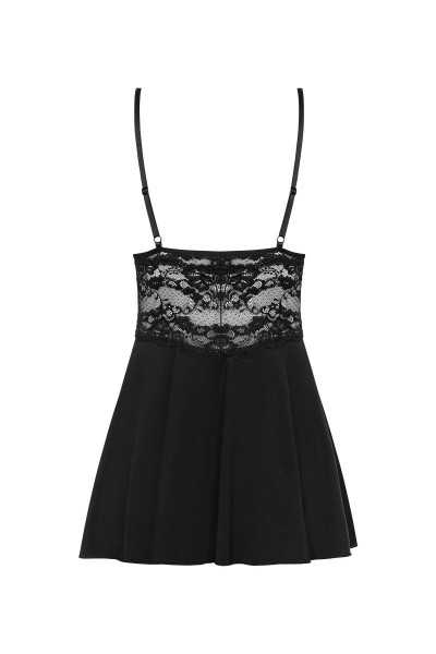 Babydoll in pizzo nero con perizoma 810