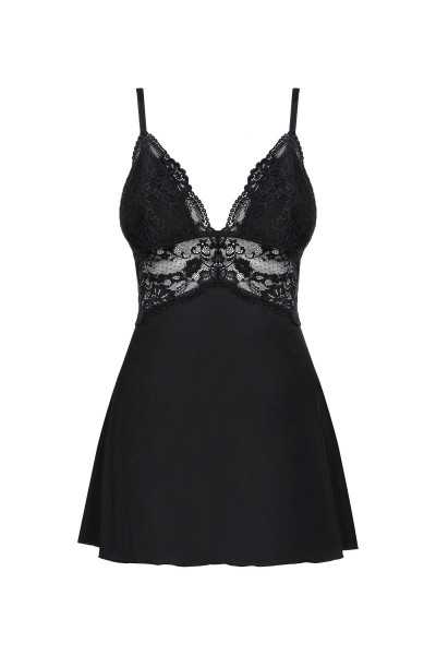 Babydoll in pizzo nero con perizoma 810