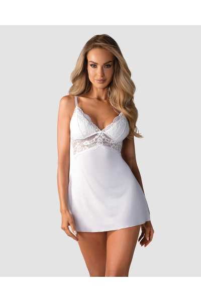 Babydoll in pizzo bianco con perizoma 810