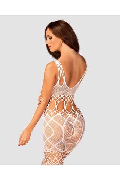 Bodystocking bianca aperta all'inguine G330