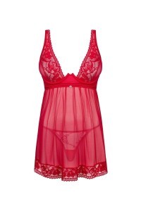 Babydoll rosso con perizoma Lacelove