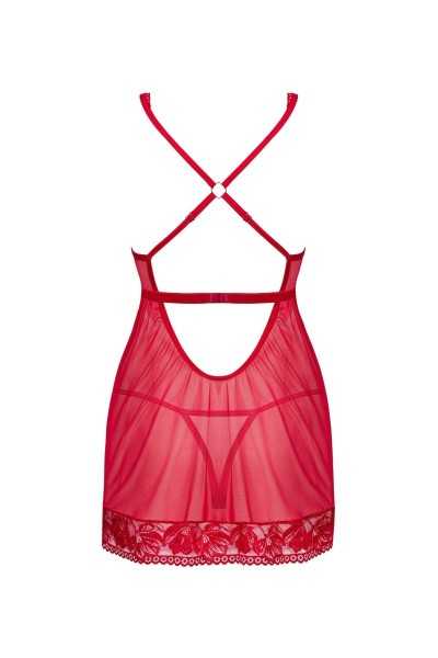 Babydoll rosso con perizoma Lacelove