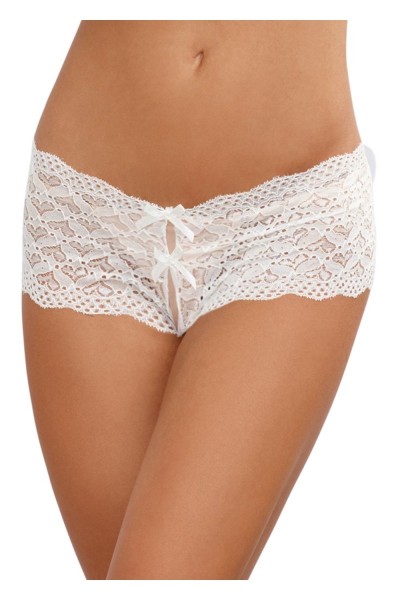 Short in pizzo bianco con apertura a cuore