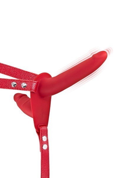 Strap on vibrante doppio rosso