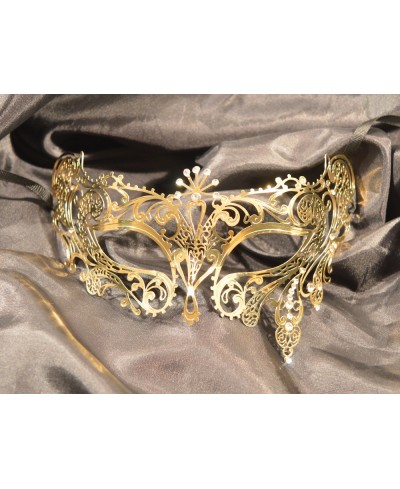 Maschera veneziana Bianca dorata con strass - Be lily