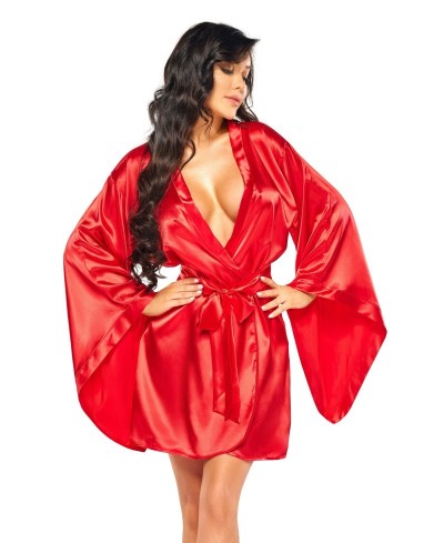 Vestaglia a kimono in raso rosso Samira