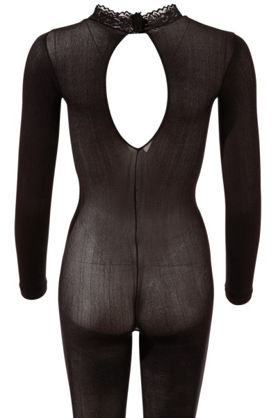 Catsuit nera aperta all'inguine