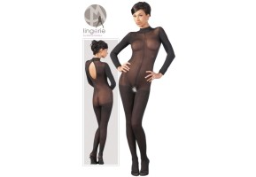 Catsuit nera aperta all'inguine