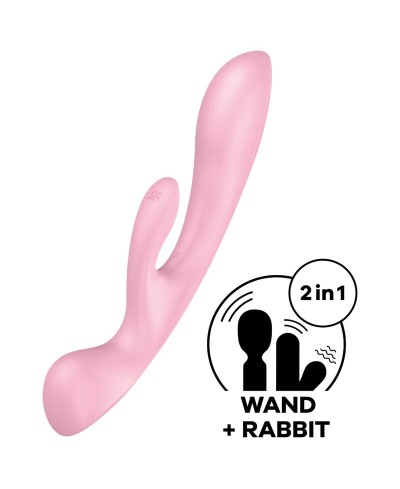 Vibratore rabbit con stimolatore wand Triple Oh rosa