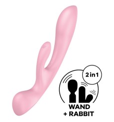 Vibratore rabbit con stimolatore wand Triple Oh rosa