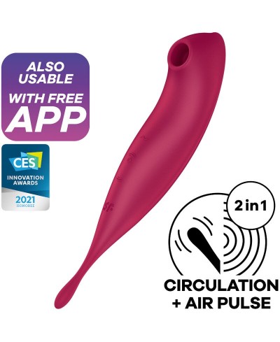 Succhia clitoride vibrante con app Twirling Pro rosso