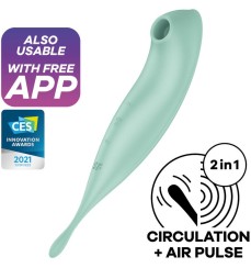 Succhia clitoride vibrante con app Twirling Pro verde